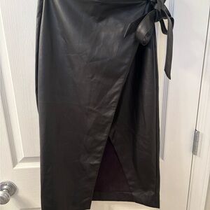 Babaton Black Pencil Skirt with Tie Detail